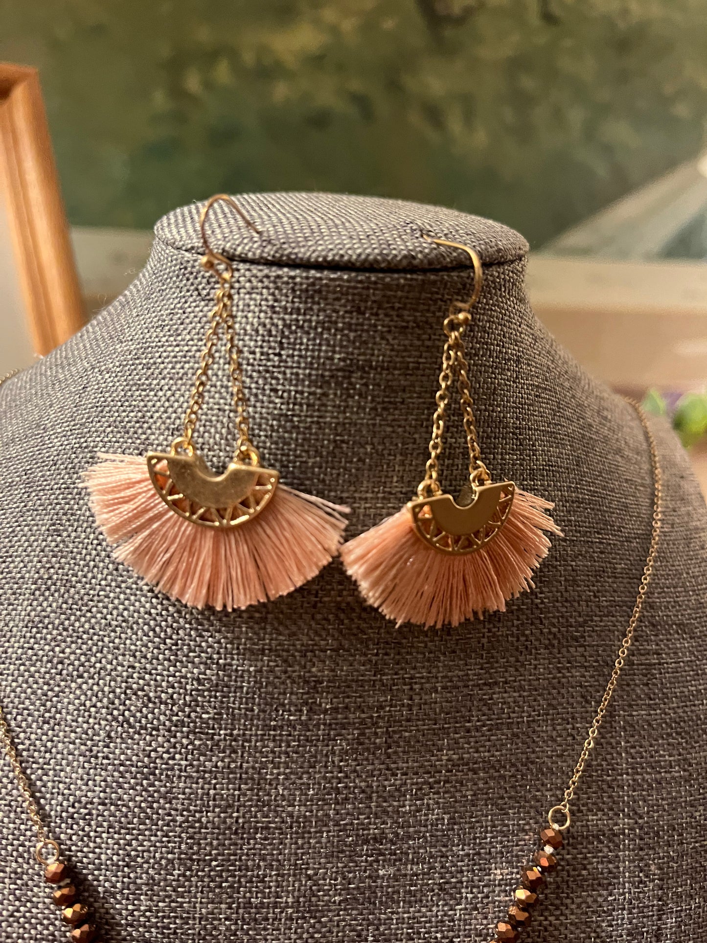 Copper & Threads Fan Pendant Necklace & Earring Set