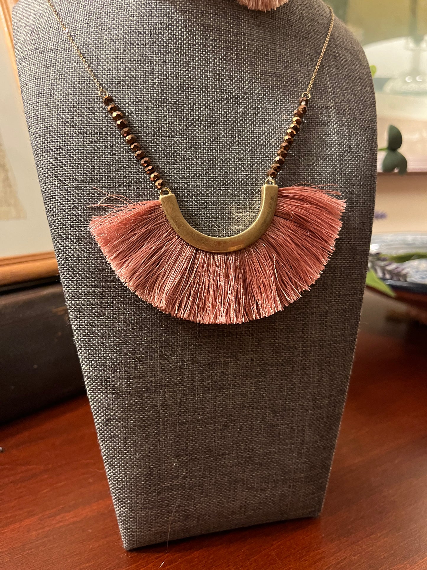 Copper & Threads Fan Pendant Necklace & Earring Set