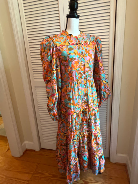 Celia B Long Sleeve Tiered Dress (L)